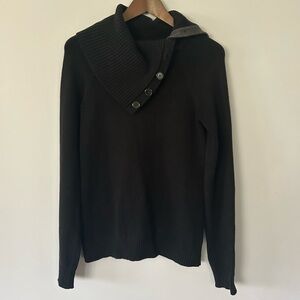 Women’s Gap Button Funnel Neck Sweater, GUC, Black, Size M